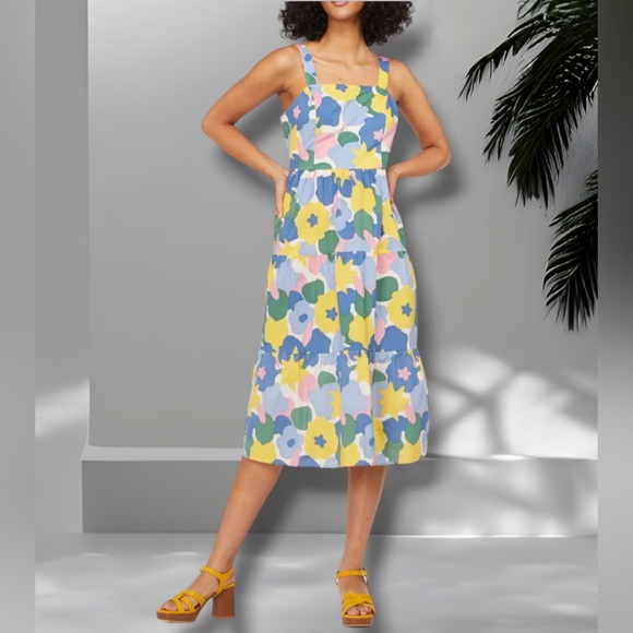 Modcloth Princess Highway Blossoms In The Breeze Tiered Midi Dress US 12 NWT - Picture 2 of 11